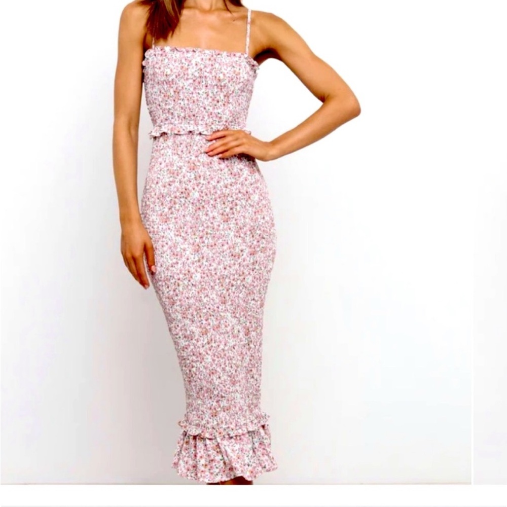 Multicolored Strapless Ruffled Tiered Midi Dress